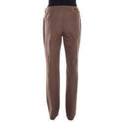 Pre Owned Escada Tobacco Brown Stretch Denim High Rise Straight Leg Tessa Jeans M