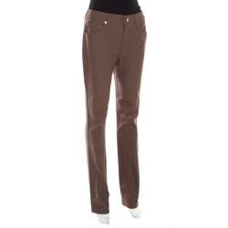 Pre Owned Escada Tobacco Brown Stretch Denim High Rise Straight Leg Tessa Jeans M