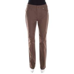 Escada Tobacco Brown Stretch Denim High Rise Straight Leg Tessa Jeans M