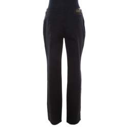 Pre Owned Escada Black Stretch Denim High Rise Straight Leg Tessa Jeans M