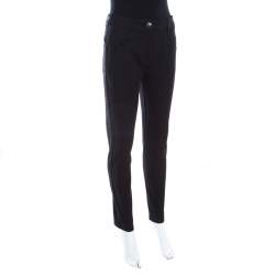 Pre Owned Escada Black Stretch Denim High Rise Straight Leg Tessa Jeans S