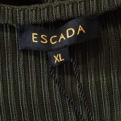 Pre Owned Escada Cactus Green Rib Knit Cowl Neck Detail Sleeveless Selali Blouse XL