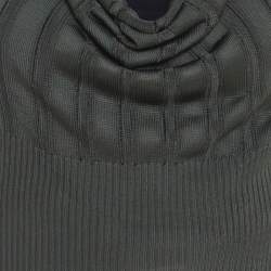 Pre Owned Escada Cactus Green Rib Knit Cowl Neck Detail Sleeveless Selali Blouse XL