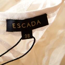 Escada Off White Embroidered Sheer Silk Organza Long Sleeve Nensa Blouse M