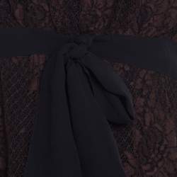 Pre Owned Escada Brown Floral Cotton Lace Babydoll Top L