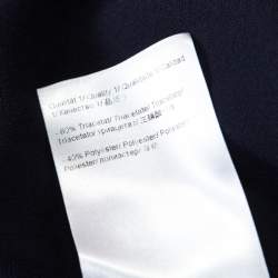 Escada Navy Blue Pleated Crepe Honeycomb Smocking Detail One Shoulder Nienke Top M