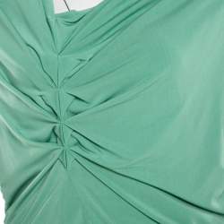 Escada Aqua Green Knit Ruched Draped Front Sleeveless Dress L