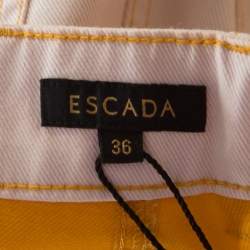 Pre Owned Escada Pale Beige Denim Contrast Topstitch Detail Tapered Jeans M