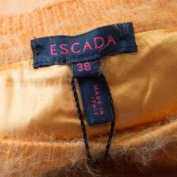 Escada Yellow Angora Rib Knit Silk Lined Fuzzy Tank Top M