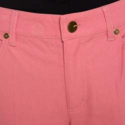 Pre Owned Escada Framboise Pink Stretch Denim High Rise Straight Leg Tessa Jeans M