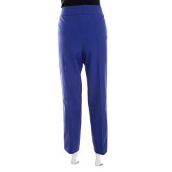 Escada Ink Blue Crepe Stretch Tapered Tineka Trousers XL