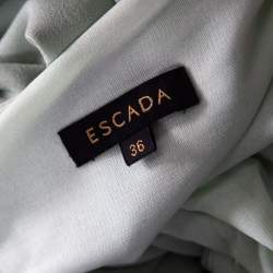 Pre Owned Escada Pistachio Green Crepe Contrast Trim Draped Sleeveless Doutzen Dress M