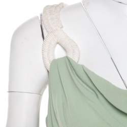 Pre Owned Escada Pistachio Green Crepe Contrast Trim Draped Sleeveless Doutzen Dress M
