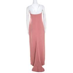 Pre Owned Escada Litchi Pink Silk Asymmetric Hem Strapless Gunn Evening Gown M