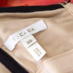 Pre Owned Escada Pink Floral Print Silk Corset Bodice Flared Abendkleid Maxi Dress M