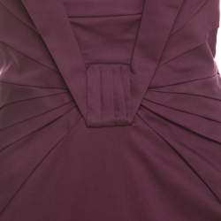 Pre Owned Escada Purple Cotton Stretch Pleated Bodice Detail Sleeveless Pencil Dress M