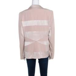 Escada Blush Pink Crepe Paneled Single Button Birma Blazer XL
