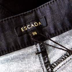 Pre Owned Escada Black Glitter Denim High Rise Straight Leg Jeans M