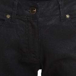 Pre Owned Escada Black Glitter Denim High Rise Straight Leg Jeans M
