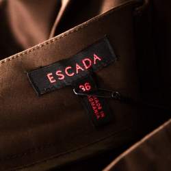 Pre Owned Escada Brown Stretch Cotton High Waist Straight leg Trousers M