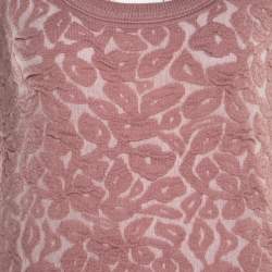 Pre Owned Escada Dark Tender Rose Floral Jacquard Knit Sleeveless Shela Top S