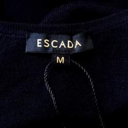 Pre Owned Escada Navy Blue Rib Knit Wool Sleeveless Stellas Top M