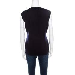 Pre Owned Escada Navy Blue Rib Knit Wool Sleeveless Stellas Top M