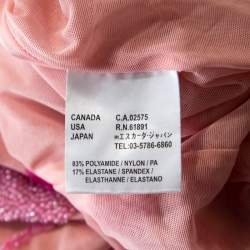 Escada Pink Tulle Overlay Floral Embellished Off Shoulder Blouse L