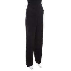 Pre Owned Escada Black Textured Wool and Silk High Waist Tanja Trousers XL