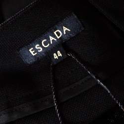 Pre Owned Escada Black Textured Wool and Silk High Waist Tanja Trousers XL