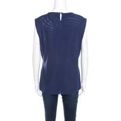 Escada Sapphire Blue Mesh Sleeveless Egle Blouse L