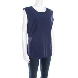 Escada Sapphire Blue Mesh Sleeveless Egle Blouse L