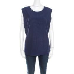 Escada Sapphire Blue Mesh Sleeveless Egle Blouse L