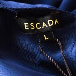 Escada Sapphire Blue Mesh Sleeveless Egle Blouse L