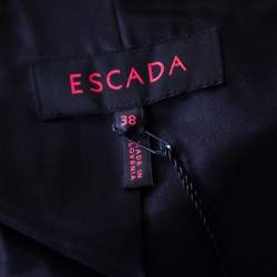 Escada Navy Blue Pleated Cross Over Cropped Tulip Jacket M