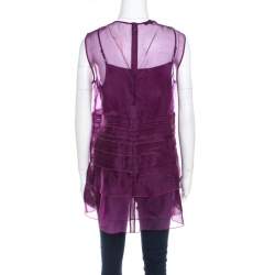 Pre Owned Escada Amethyste Purple Sheer Silk Sleeveless Norga Layered Top M
