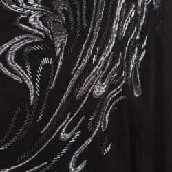 Pre Owned Escada Black Stretch Knit Embellished Waterfall Sleeve Top M
