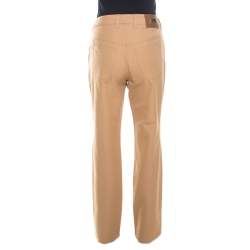 Pre Owned Escada Brass Brown Stretch Denim High Rise Straight Leg Tessa Jeans M