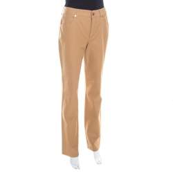 Pre Owned Escada Brass Brown Stretch Denim High Rise Straight Leg Tessa Jeans M