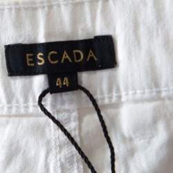 Pre Owned Escada Off White Patterned Stretch Cotton Jacquard Jeans XL
