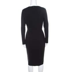 Pre Owned Escada Black Stretch Crepe Pintuck Detail Dinore Sheath Dress M