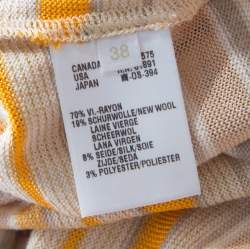 Pre Owned Escada Beige And Orange Stripes Knit Long Sleeve Top L