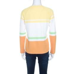 Escada Multicolor Rib Knit Button Front Cardigan M