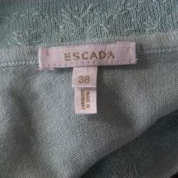 Escada Mint Green Knit Embellished Long Sleeve Top L 