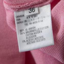 Pre Owned Escada Baby Pink Stretch Knit Sequined Lace Trim Sleeveless Top M