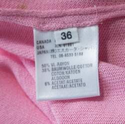 Escada Pink Knit Sequined Lace Trim Button Front Cardigan M  