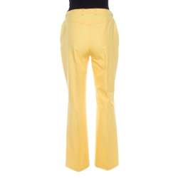 Pre Owned Escada Yellow Cotton Stretch Denim Flared Jeans M