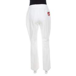 Pre Owned Escada White True Love Heart Embroidered Denim High Waist Jeans M