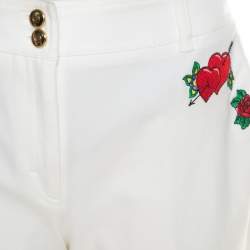 Pre Owned Escada White True Love Heart Embroidered Denim High Waist Jeans M