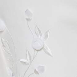 Pre Owned Escada White Cotton Denim Sequined Rosette Applique Flared Jeans M